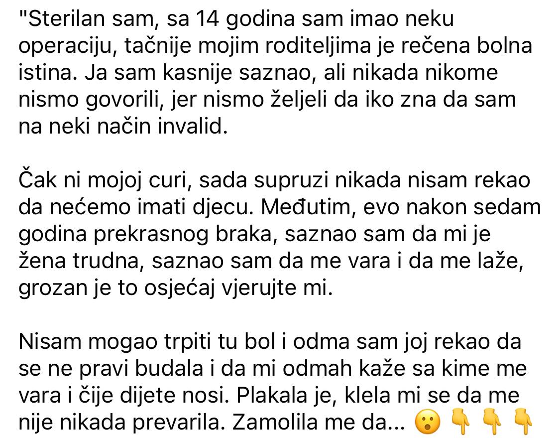 “Sterilan sam, sa 14 godina sam imao neku operaciju…”